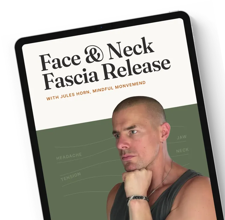 Face & Neck Fascia Release guide shown on a tablet